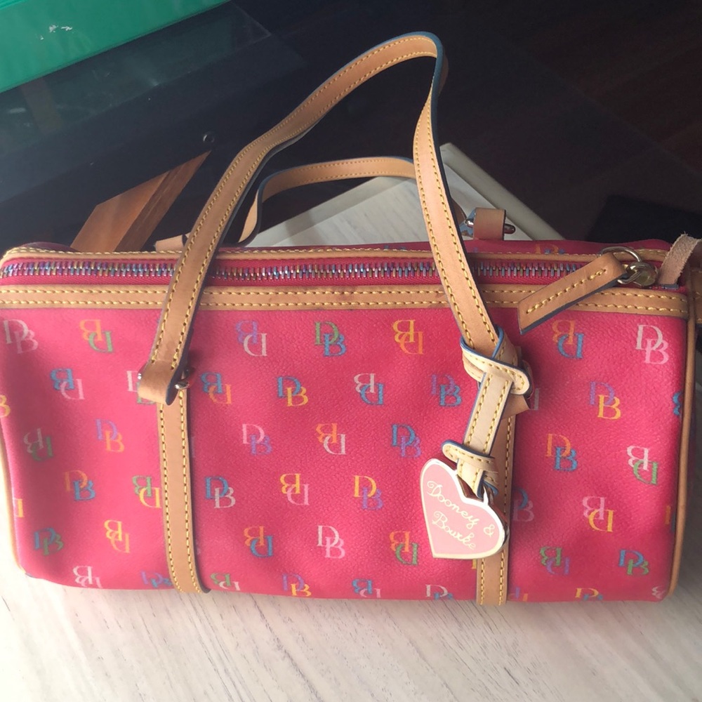 DOONEY&BOURKE PINK LEATHER HANDBAG RAINBOW ZIPPER